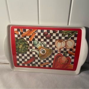 Vintage 90s TRAY Italian Salad Vegetable Glossy 1980s Platter ITALY melamine